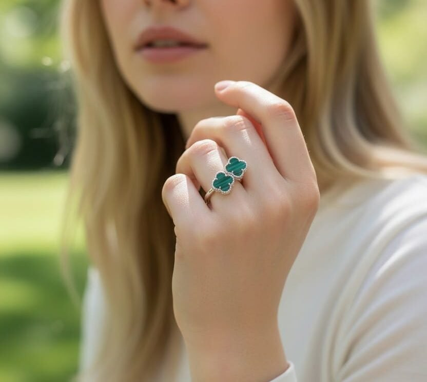 Emerald Clover Duo Ring - Image 3