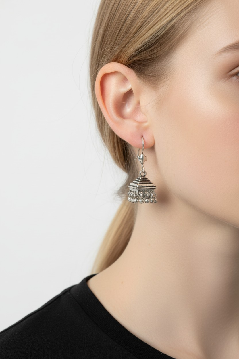 Heritage Pyramid Jhumka Earrings - Image 2