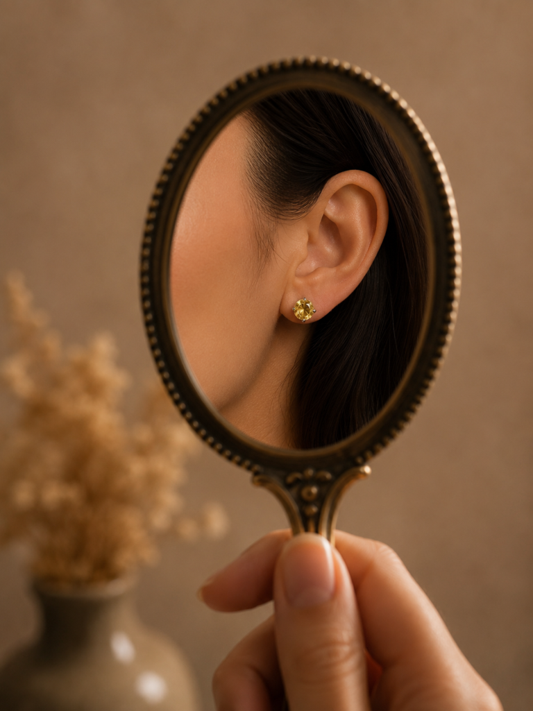 Golden Citrine Stud Earrings