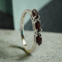Crimson Marquise Trio Ring