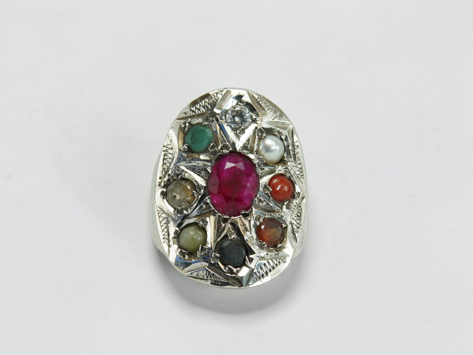 Celestial Navratna Shield Ring - Image 2