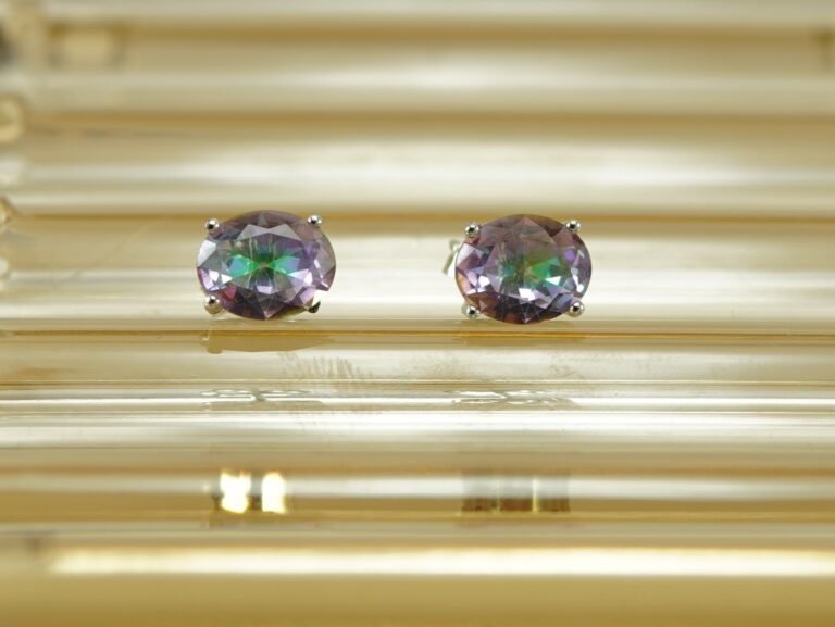 Aurora Glow Oval Stud Earrings